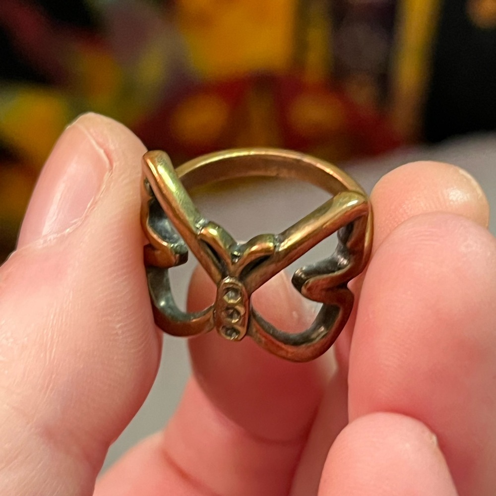 VTG Cottagecore Butterfly Copper Tone Metal Costume Jewelry Size 6 1/2 Ring - Picture 7 of 7